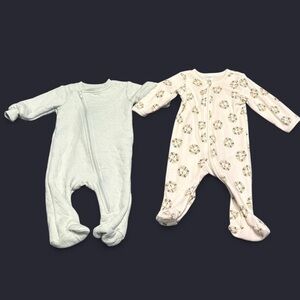 Kids Footies Set - White and Mint Green